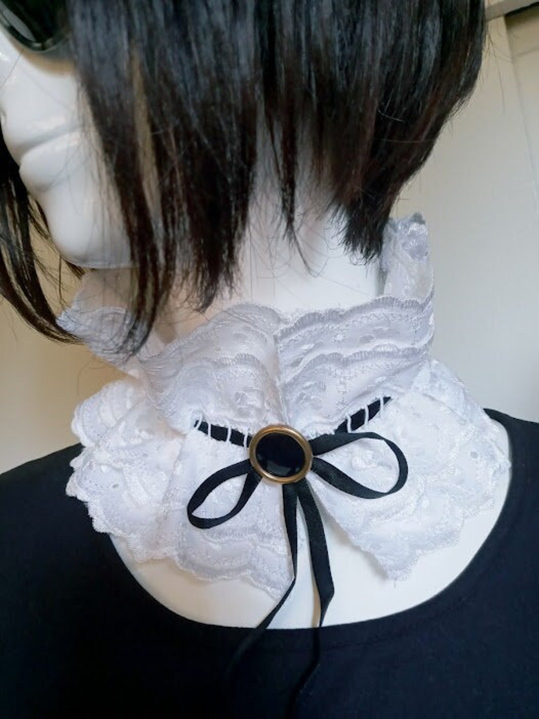 Vintage Eyelet Lace Detachable Collar, Victorian Style, Ruffle Choker ...