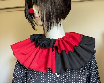 Detachable Clown Collar, Red /black Clown Collar, Removable Clown Collar, Cosplay Collar, Adjustable Clown Collar