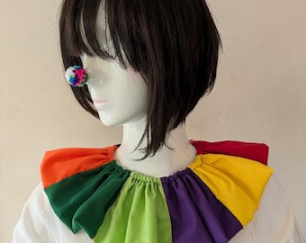 Multicolor Detachable Clown Collar, Removable ,Cosplay Collar, Adjustable Clown Collar, Circus, Festival, Carnival.