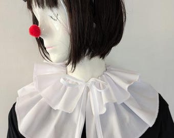 Fluffy Detachable Clown Collar, White Removable Clown Collar, Cosplay Collar, Pierrot Costume Accessory