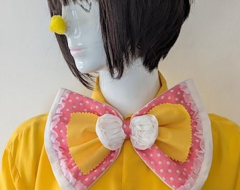 Oversized Pink Polka Dot,Yellow/White Clown Bow Tie, Costume Cosplay