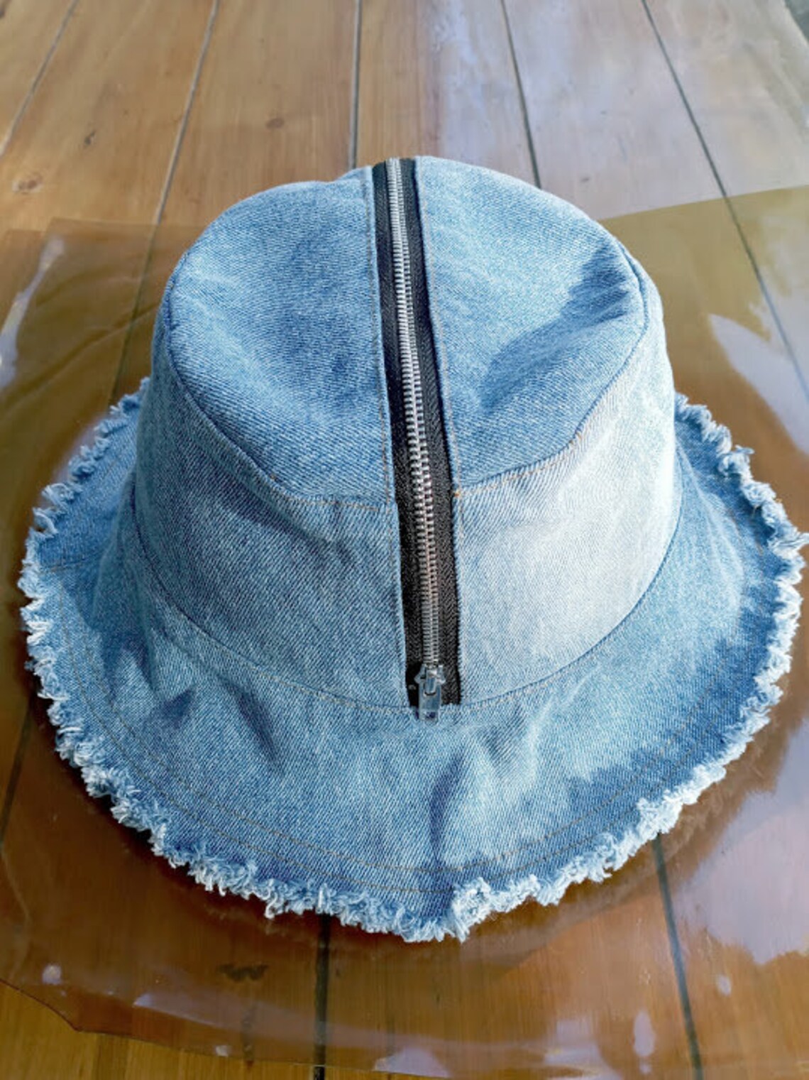 Upcycled Denim Bucket Hat Y2K Bucket Hat w / Zipper Hipster Etsy México