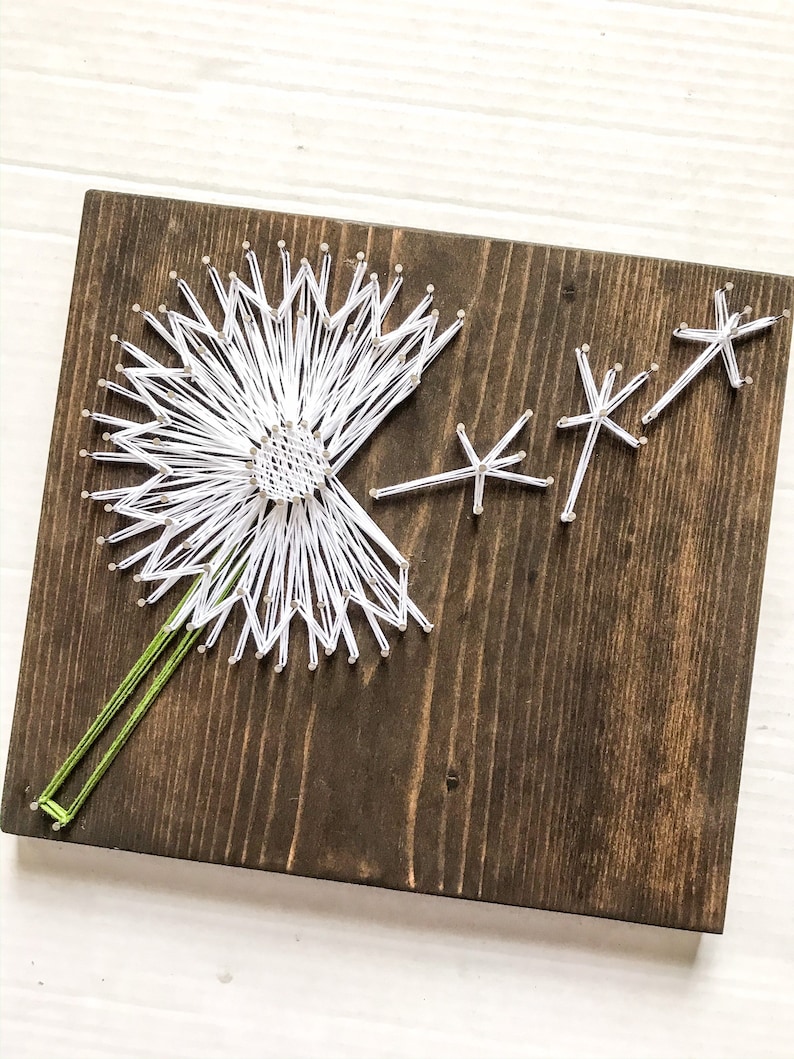 Dandelion string art Dandelion wall art Flower wall decor Etsy