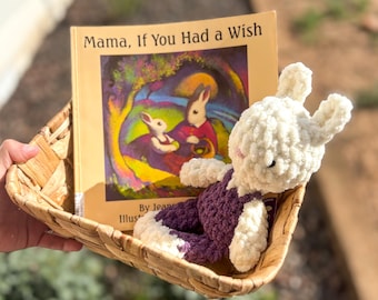 Rabbit Plushie Book Set | Bunny Plush | Vintage Rabbit Crochet | Rabbit | Bunny Snuggler | 90s vintage | Children’s Book