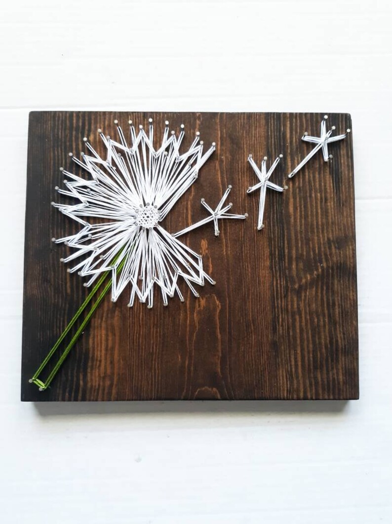Dandelion string art Dandelion wall art Flower wall decor Etsy