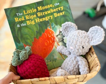 Mouse Plushie | Mouse Plush | Vintage Mouse Crochet | mouse | Mouse Snuggler | 90s vintage | Children’s Book | Strawberry
