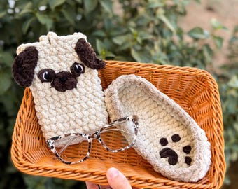 Eyewear Accessories, Glasses Case, Glasses Holder, Glasses tray, eyewear case, eyewear holder, crochet, Pug eyewear, Dog eyewear