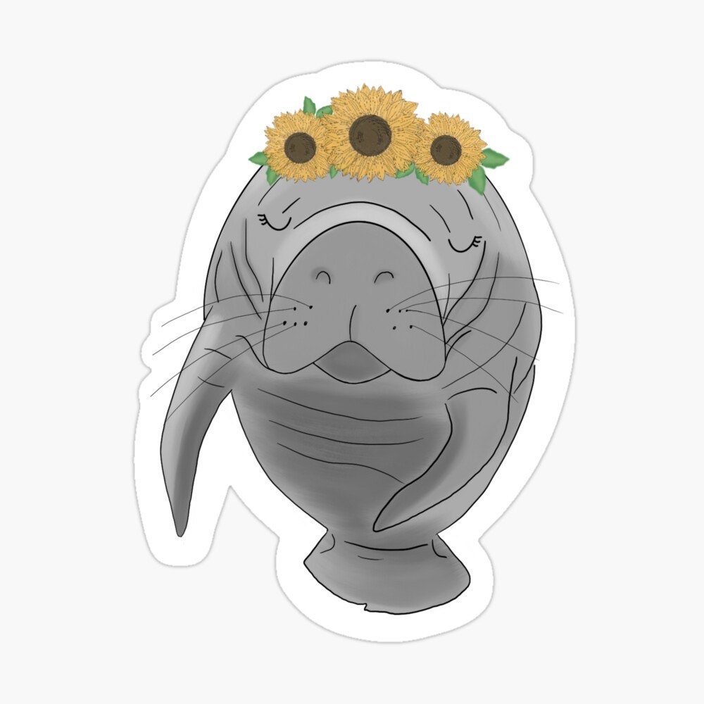Manatee Sticker Manatee Magnet Manatee Decal Manatee Art | Etsy