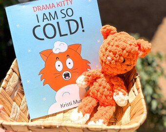 Kitten Plushie | Cat Plush | Vintage Cat Crochet  | Reading Buddy Set | Kitty Snuggler | Kids Book