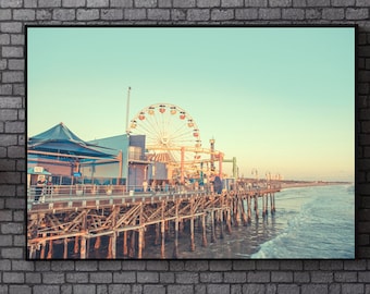 Santa Monica Pier Ferris Wheel Sunset Photo Print: Los Angeles Art