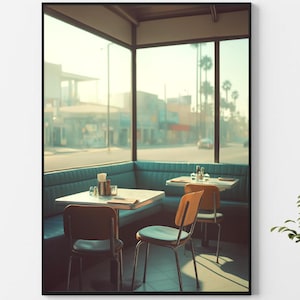 American Diner print, photography, 70&#39;s  Wall Art, los angeles diner, Retro Diner Poster, Photo Retro, Cafe,  retro kitchen decor, green