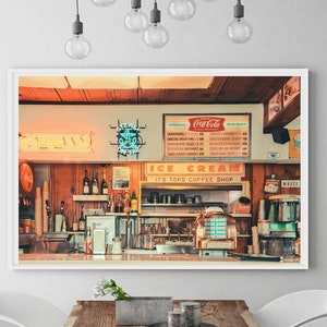 Retro Diner print, american diner, still life, counter, 50s diner, retro wall decor, san francisco, mid century wall art, large, art print