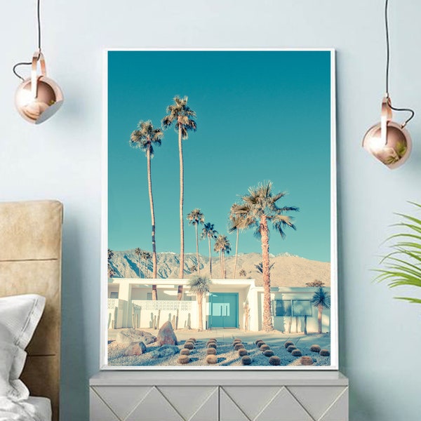Palm Springs Poster: Mid-Century Modern House, Sonnenuntergang Wandkunst