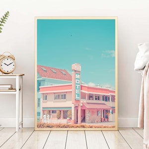Motel print, pink motel, Mid Century modern, hotel print, Motel Decor, san francisco, Retro, California photo, Urban Art, Photography print