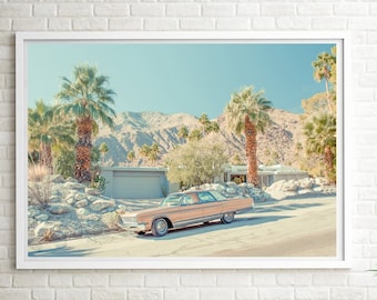 Palm Springs Classic Car Print: Retro California Wall Art