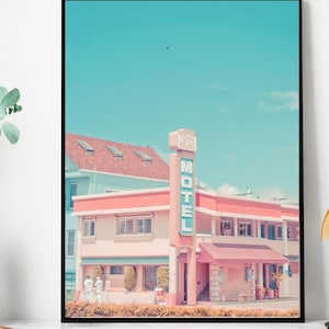 Impresión de motel: estilo moderno de mediados de siglo, San Francisco, rosa, arte mural, fotografía