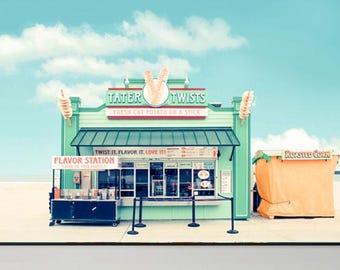 Wydruk z promenady Santa Cruz: zdjęcie retro plaży w Kalifornii