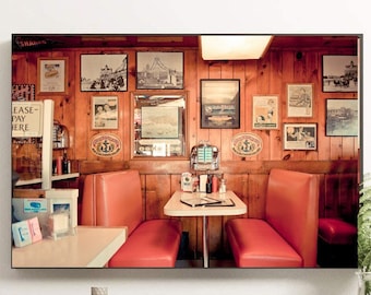 Retro Diner Booth Print: 1950s American Restaurant Wall Art