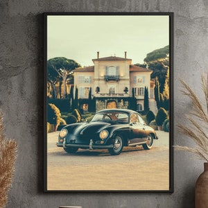 Klassiker Porsche, Porsche Auto Poster, Auto Wanddekor, Porsche Liebhaber Geschenk, black porshe, Südfrankreich, porsche Wandkunst,