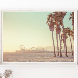 Santa Monica Pier, Santa Monica Beach, Carnival, ferris wheel, california wall art, sunset, los angeles print,  beach photography, art print