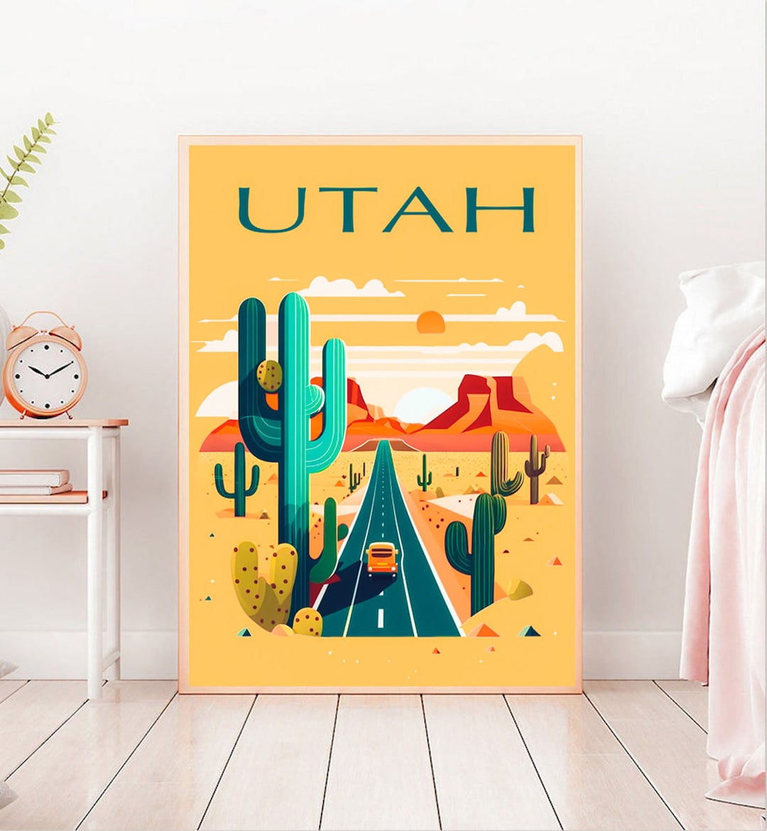 Utah Poster, Utah Print, Utah Wall Art, Illustration, Design Poster