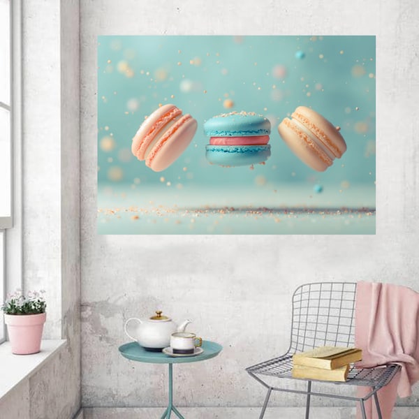 Macaron Photo, french macaron print, food photography, pastel decor, kitchen decor, food art print, paris photo print, macaron wall art