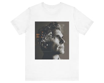 Double Exposure Portrait T-Shirt | Black & White Artistic Photo Tee
