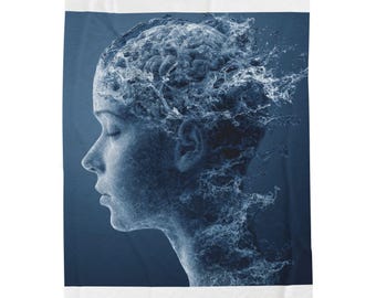 Water Woman Profile velveteen blanket | Surreal female face water splash art