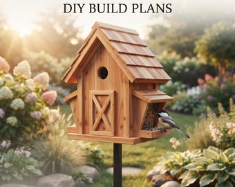 Memorial Bird House & Feeder Plans | Barn Style, Bottle Feeder (PDF Download)