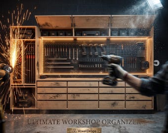 Garage Workbench Plans | Sliding Wall-Mounted Tool Storage Cabinet | Workshop Organizer PDF For Beginners