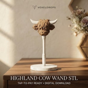 Highland Cow Tap to Pay Wand STL - 3D Printable Credit Card Grabber
