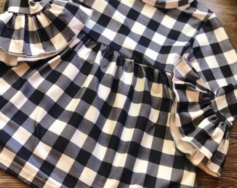 black and white buffalo check dress