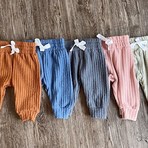 Gender neutral waffle knit baby joggers, Baby boy joggers, Waffle knit baby clothes, Baby winter clothes, Neutral baby pants