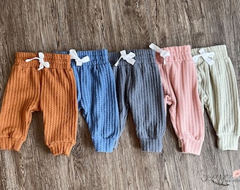 Gender neutral waffle knit baby joggers, Baby boy joggers, Waffle knit baby clothes, Baby winter clothes, Neutral baby pants