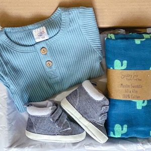 Baby Boy Gift Box, Baby Shower Boy Gift, Newborn Boy Gift Basket, Cactus Baby Gift, Welcome Home Baby, New Baby Care Package