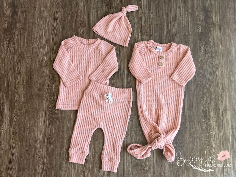 Newborn Waffle Knit Outfit 4 PC Baby Boy Coming Home Set Etsy