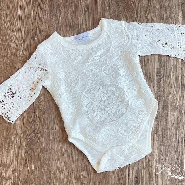 Newborn Baby Girl White Lace Romper, Baby Girl Summer Clothes, Girl Baptism Gift, Girl Baby Shower Gift, Lace Baby Clothing