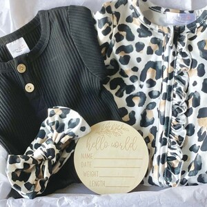 4-Piece Baby Girl Gift Box, Baby Girl Snow Leopard Gift Basket, Welcome Home Baby Girl Box, New Baby Gift Box, Baby Shower Gift Girl
