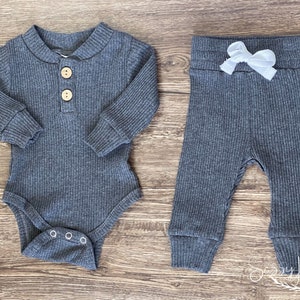 Gender Neutral Baby Clothes, Gender Neutral Coming Home Outfit, Ribbed ...