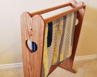 Heart Shaped Solid Oak Quilt/blanket Stand Removable Bars