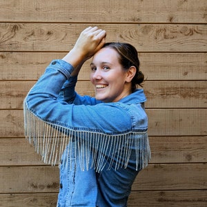 Diamond Fringe Jean Jacket: Bride Denim Jacket
