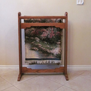 Solid Oak Quilt/Blanket Stand | Removable Bars