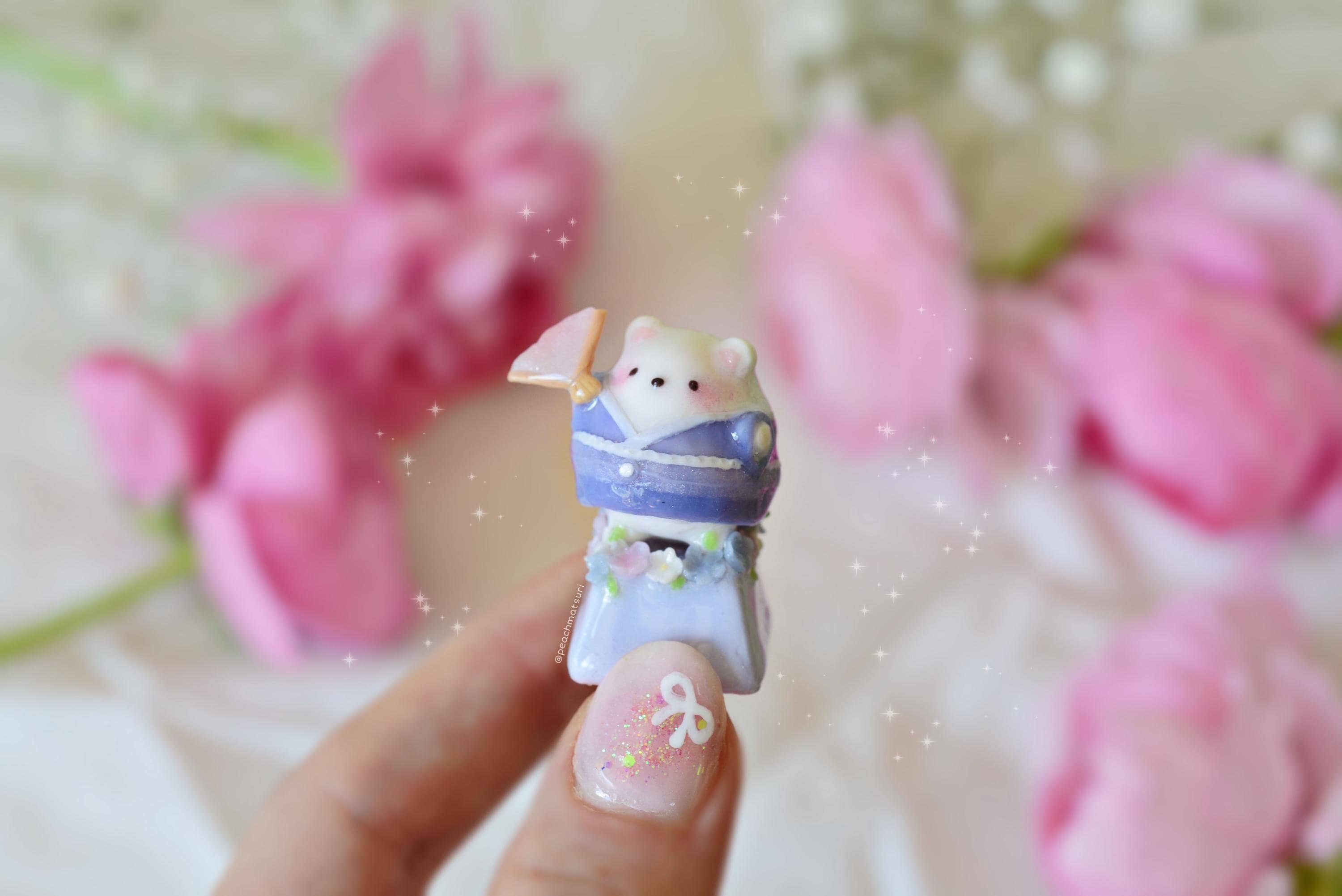 Kawaii Floral Natsumatsuri Summer Festival Yukata Shirokuma Polar Bear Cherry MX 1u Mechanical Keyboard Keycap