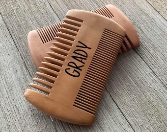 Personalized Wooden Comb for Kids or Adults, Engraved Beard Comb, Custom Groomsmen Wedding Gift Comb