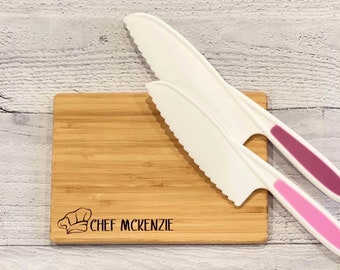 Personalized Engraved Kids Bamboo Cutting board, Personalized kid-friendly cutting board