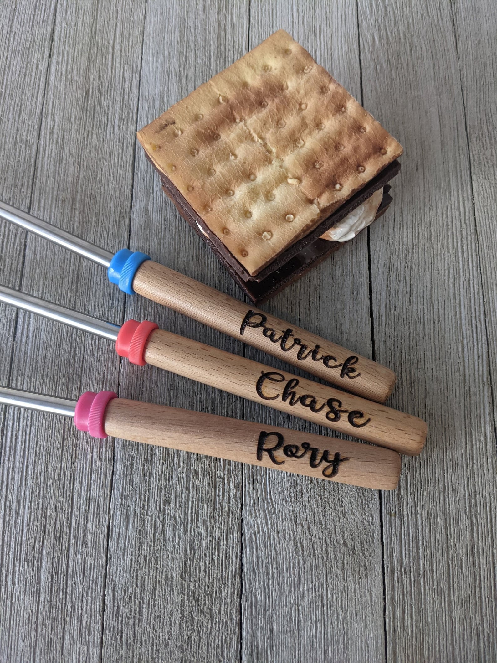 Marshmallow Roasting Sticks Personalized Wooden Handle Etsy