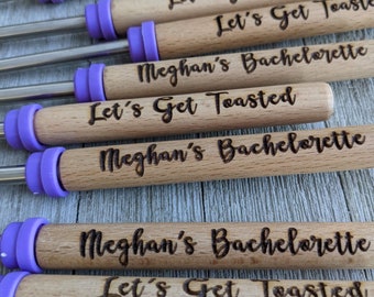 Telescoping Marshmallow Roasting Sticks, Personalized Wooden Handle Telescoping Fork, Camping Tool, personalized hot dog roasting stick