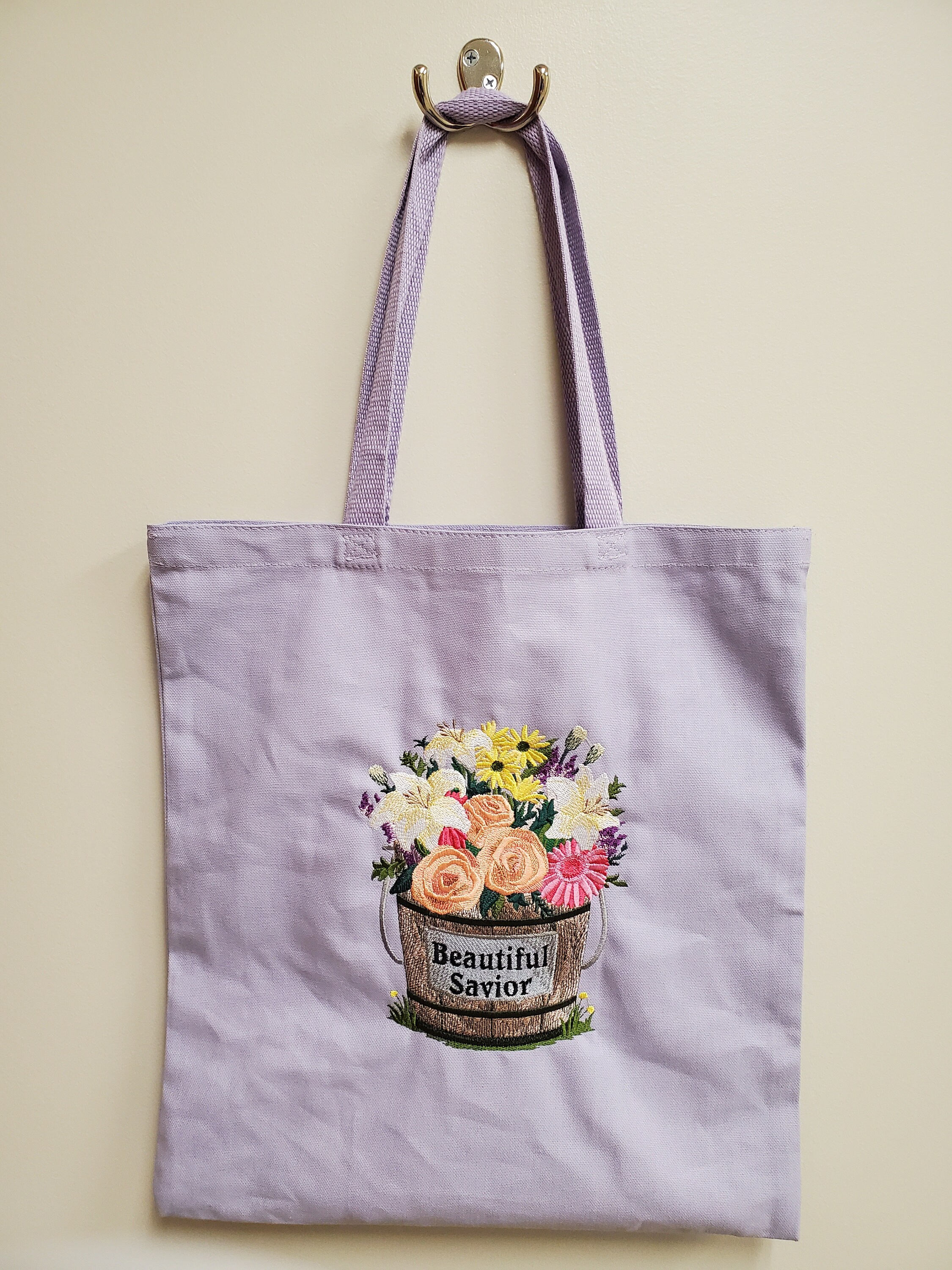Floral Lavender Pattern Print Leather Tote Bag main image 0