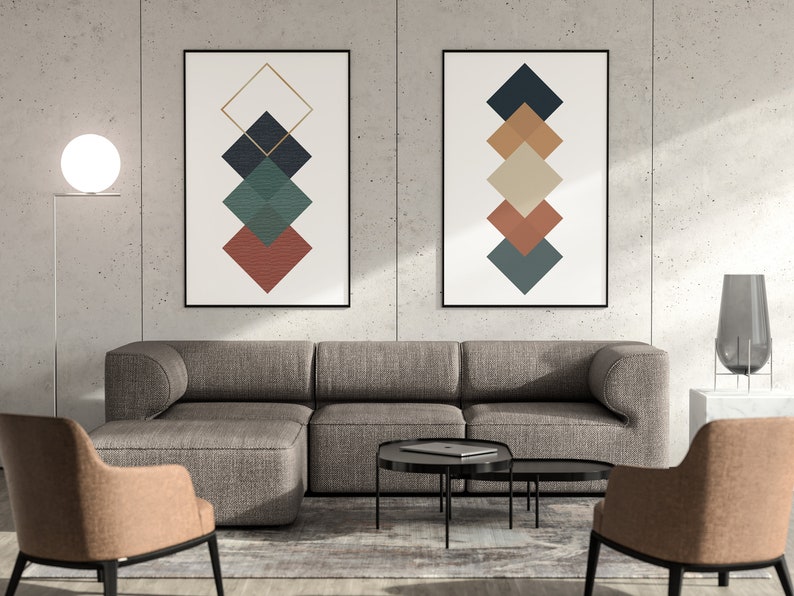 Earth Tones Neutral Abstract 4 Geometric Printable Wall Art Etsy Australia