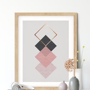 Pink and Bronze Geometric Scandi Printable Art Printables In Sizes To Fit 20 Frame Size Incl Extra Large Wall Art Prints image 2